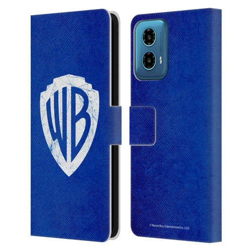 Warner Bros. Shield Logo Distressed Leather Book Wallet Case Cover For Motorola Moto G34 5G