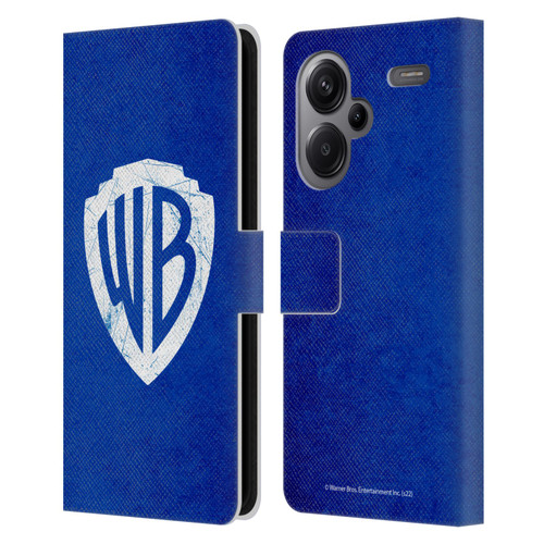 Warner Bros. Shield Logo Distressed Leather Book Wallet Case Cover For Xiaomi Redmi Note 13 Pro Plus 5G