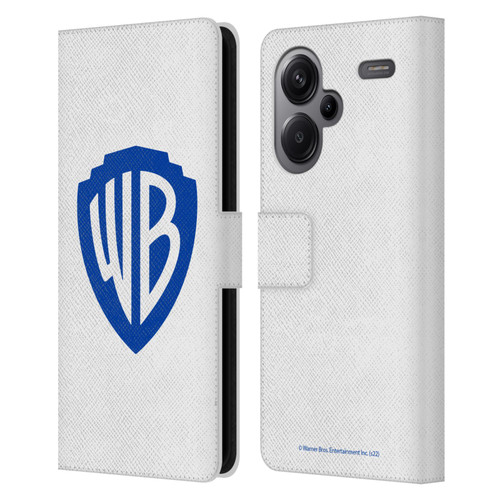 Warner Bros. Shield Logo White Leather Book Wallet Case Cover For Xiaomi Redmi Note 13 Pro Plus 5G