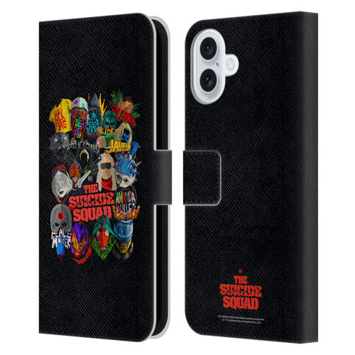 The Suicide Squad 2021 Character Poster Group Head Leather Book Wallet Case Cover For Apple iPhone 16 Plus