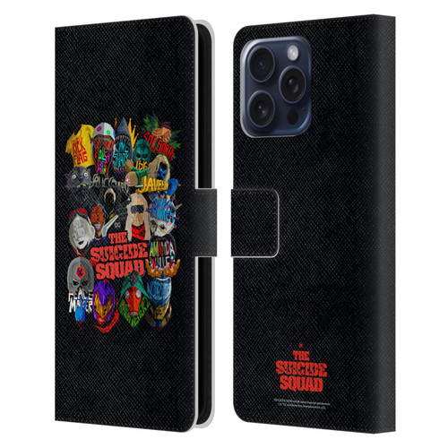 The Suicide Squad 2021 Character Poster Group Head Leather Book Wallet Case Cover For Apple iPhone 16 Pro Max