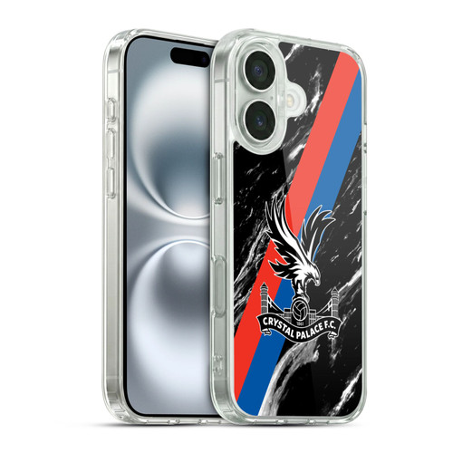 Crystal Palace FC Crest Black Marble Soft Gel Case for Apple iPhone 16 & MagSafe