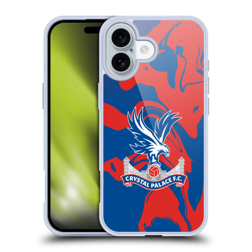 Crystal Palace FC Crest Red And Blue Marble Soft Gel Case for Apple iPhone 16 & MagSafe