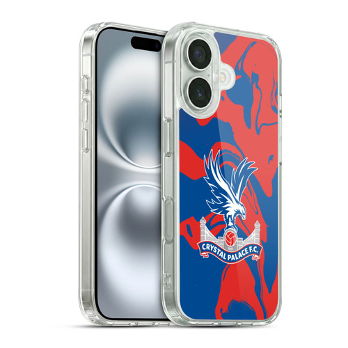 Crystal Palace FC Crest Red And Blue Marble Soft Gel Case for Apple iPhone 16 & MagSafe