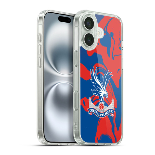Crystal Palace FC Crest Red And Blue Marble Soft Gel Case for Apple iPhone 16 Plus & MagSafe
