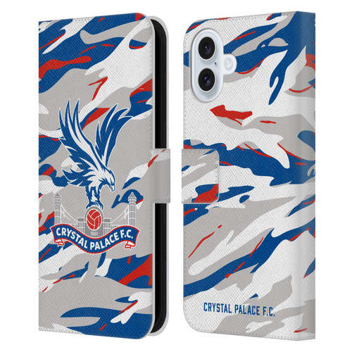 Crystal Palace FC Crest Camouflage Leather Book Wallet Case Cover For Apple iPhone 16 Plus