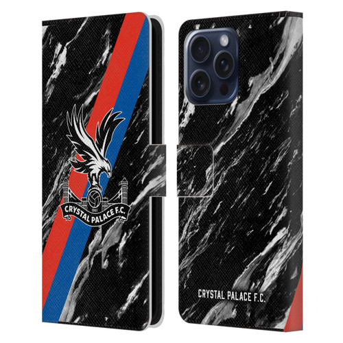 Crystal Palace FC Crest Black Marble Leather Book Wallet Case Cover For Apple iPhone 16 Pro Max