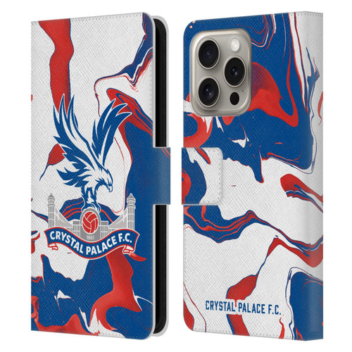 Crystal Palace FC Crest Marble Leather Book Wallet Case Cover For Apple iPhone 16 Pro