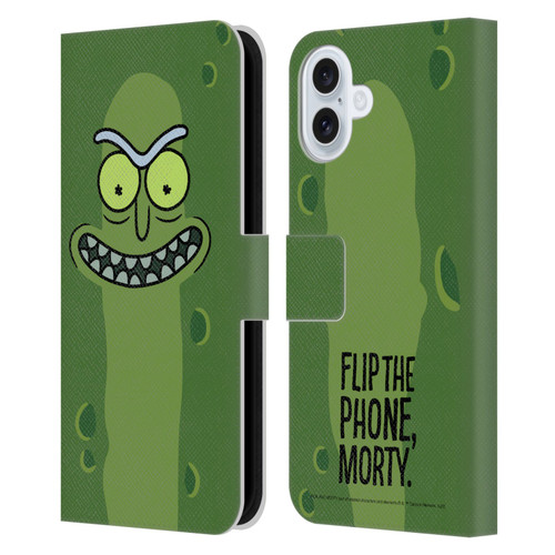 Rick And Morty Season 3 Graphics Pickle Rick Leather Book Wallet Case Cover For Apple iPhone 16 Plus