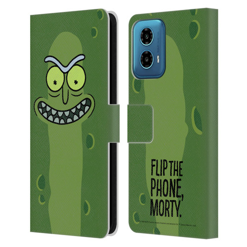 Rick And Morty Season 3 Graphics Pickle Rick Leather Book Wallet Case Cover For Motorola Moto G34 5G