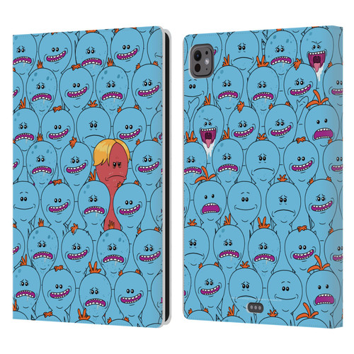 Rick And Morty Season 4 Graphics Mr. Meeseeks Pattern Leather Book Wallet Case Cover For Apple iPad Pro 11 M4 2024