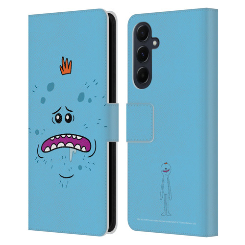 Rick And Morty Season 4 Graphics Mr. Meeseeks Leather Book Wallet Case Cover For Samsung Galaxy A55 5G