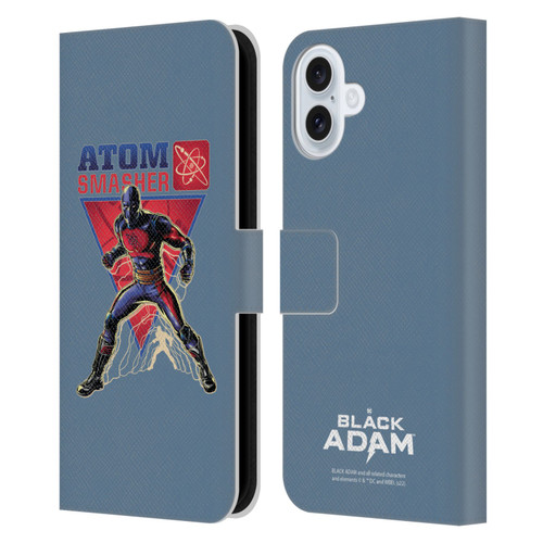 Black Adam Graphics Atom Smasher Leather Book Wallet Case Cover For Apple iPhone 16 Plus