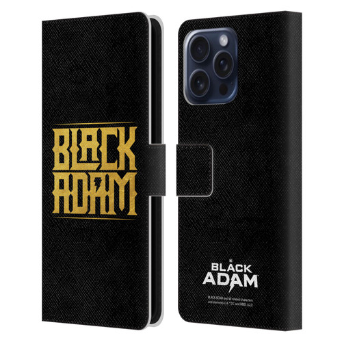 Black Adam Graphics Logotype Leather Book Wallet Case Cover For Apple iPhone 16 Pro Max