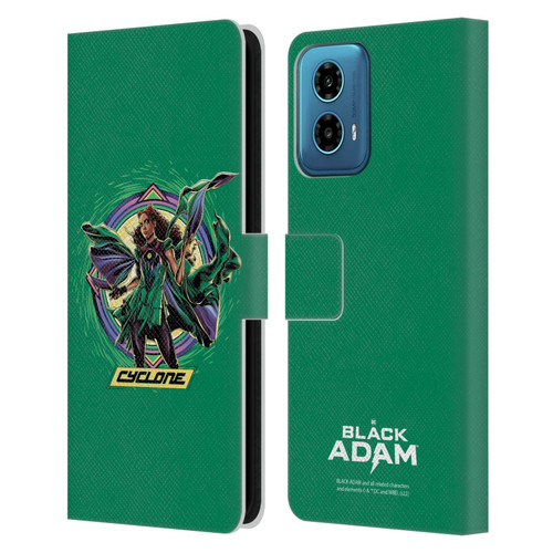 Black Adam Graphics Cyclone Leather Book Wallet Case Cover For Motorola Moto G34 5G