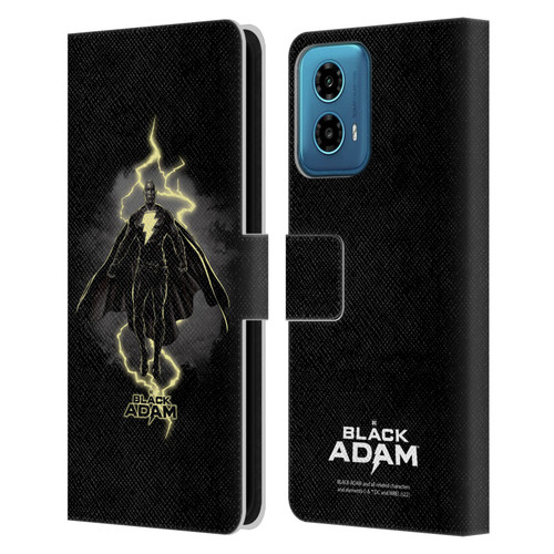 Black Adam Graphics Lightning Leather Book Wallet Case Cover For Motorola Moto G34 5G
