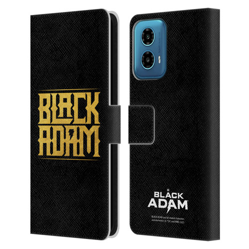Black Adam Graphics Logotype Leather Book Wallet Case Cover For Motorola Moto G34 5G