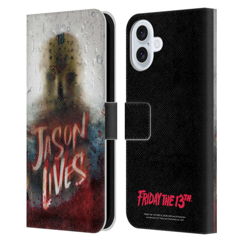Friday the 13th Part VI Jason Lives Key Art Poster 2 Leather Book Wallet Case Cover For Apple iPhone 16 Plus