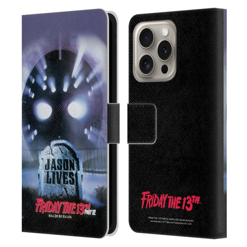 Friday the 13th Part VI Jason Lives Key Art Poster Leather Book Wallet Case Cover For Apple iPhone 16 Pro