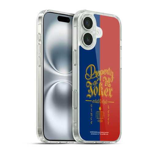 Suicide Squad 2016 Graphics Property Of Joker Soft Gel Case for Apple iPhone 16 Plus & MagSafe