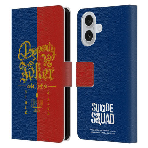 Suicide Squad 2016 Graphics Property Of Joker Leather Book Wallet Case Cover For Apple iPhone 16
