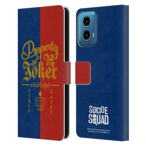 Suicide Squad 2016 Graphics Property Of Joker Leather Book Wallet Case Cover For Motorola Moto G34 5G