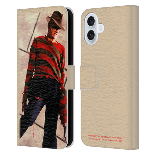 A Nightmare On Elm Street: The Dream Child Graphics Freddy Leather Book Wallet Case Cover For Apple iPhone 16 Plus