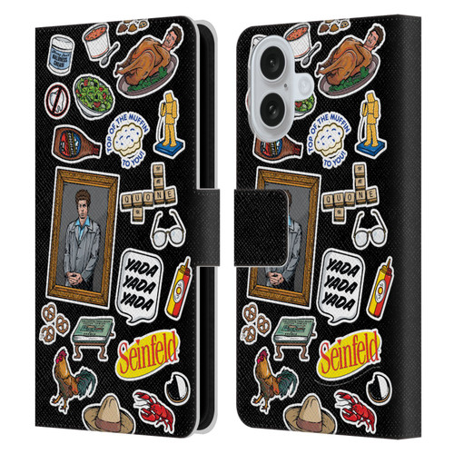 Seinfeld Graphics Sticker Collage Leather Book Wallet Case Cover For Apple iPhone 16