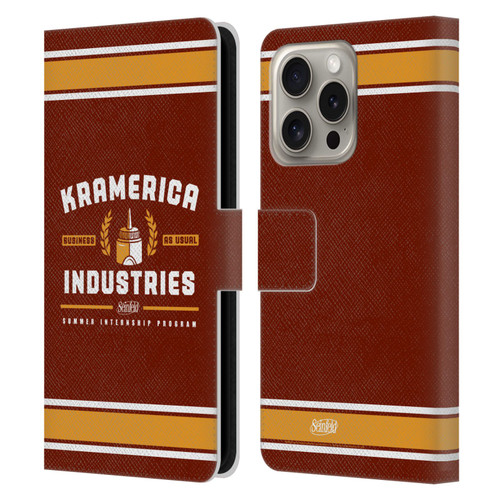 Seinfeld Graphics Kramerica Industries Leather Book Wallet Case Cover For Apple iPhone 16 Pro