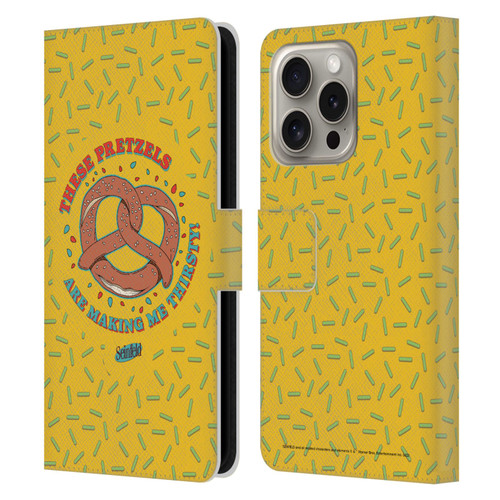 Seinfeld Graphics These Pretzels Leather Book Wallet Case Cover For Apple iPhone 16 Pro