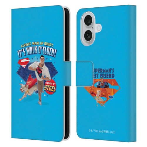 DC League Of Super Pets Graphics It's Walk O' Clock Leather Book Wallet Case Cover For Apple iPhone 16