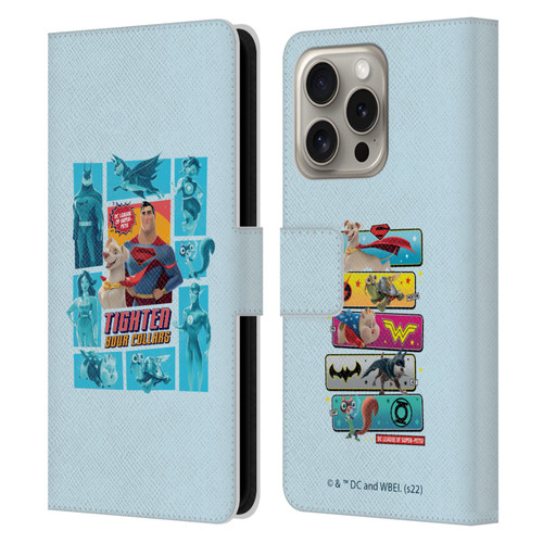 DC League Of Super Pets Graphics Tighten Your Collars Leather Book Wallet Case Cover For Apple iPhone 16 Pro