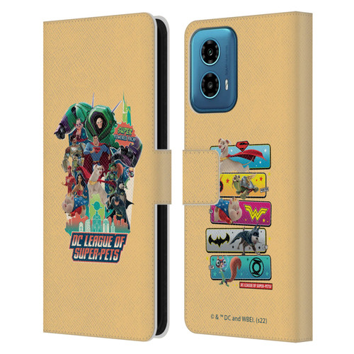 DC League Of Super Pets Graphics Super Powered Pack Leather Book Wallet Case Cover For Motorola Moto G34 5G