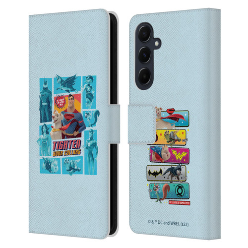 DC League Of Super Pets Graphics Tighten Your Collars Leather Book Wallet Case Cover For Samsung Galaxy A55 5G