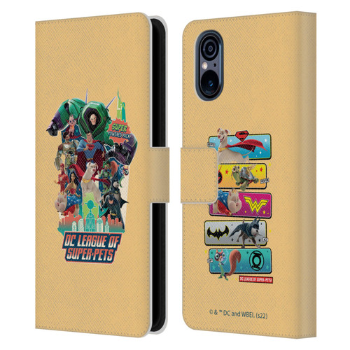 DC League Of Super Pets Graphics Super Powered Pack Leather Book Wallet Case Cover For Sony Xperia 5 V 5G