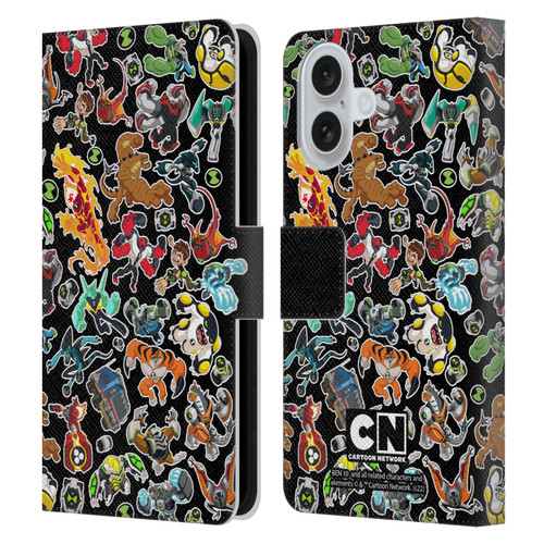 Ben 10: Animated Series Graphics Alien Pattern Leather Book Wallet Case Cover For Apple iPhone 16