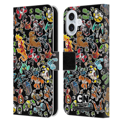 Ben 10: Animated Series Graphics Alien Pattern Leather Book Wallet Case Cover For Apple iPhone 16 Plus