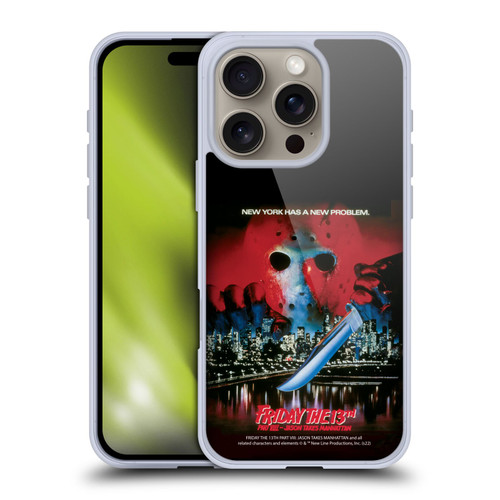 Friday the 13th Part VIII Jason Takes Manhattan Graphics Key Art Soft Gel Case for Apple iPhone 16 Pro