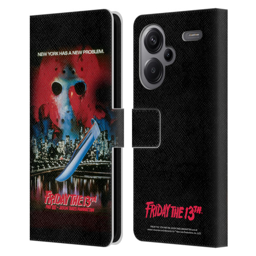 Friday the 13th Part VIII Jason Takes Manhattan Graphics Key Art Leather Book Wallet Case Cover For Xiaomi Redmi Note 13 Pro Plus 5G