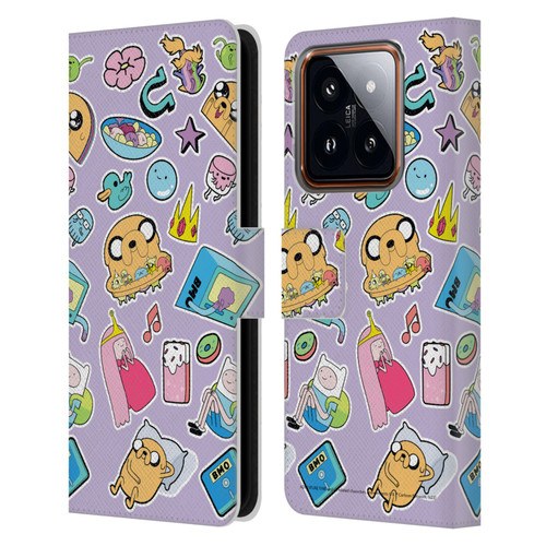 Adventure Time Graphics Icons Leather Book Wallet Case Cover For Xiaomi 14