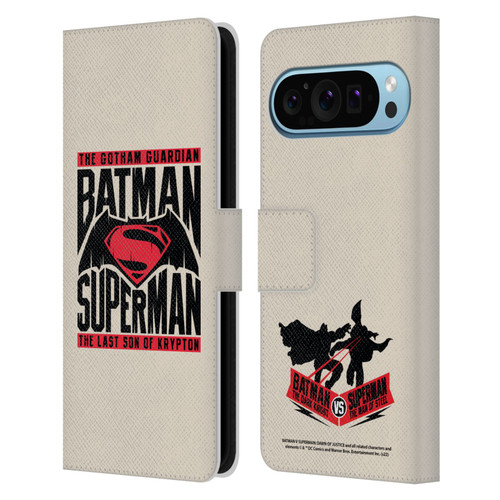 Batman V Superman: Dawn of Justice Graphics Typography Leather Book Wallet Case Cover For Google Pixel 9 / Pixel 9 Pro
