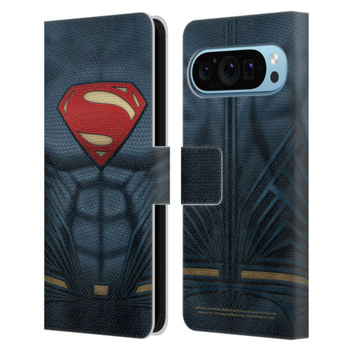 Batman V Superman: Dawn of Justice Graphics Superman Costume Leather Book Wallet Case Cover For Google Pixel 9 / Pixel 9 Pro