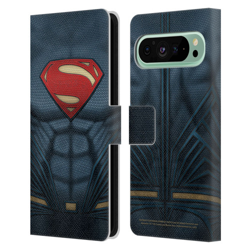 Batman V Superman: Dawn of Justice Graphics Superman Costume Leather Book Wallet Case Cover For Google Pixel 9 Pro XL