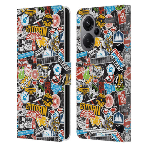 Batman V Superman: Dawn of Justice Graphics Sticker Collage Leather Book Wallet Case Cover For Xiaomi Redmi Note 13 Pro Plus 5G