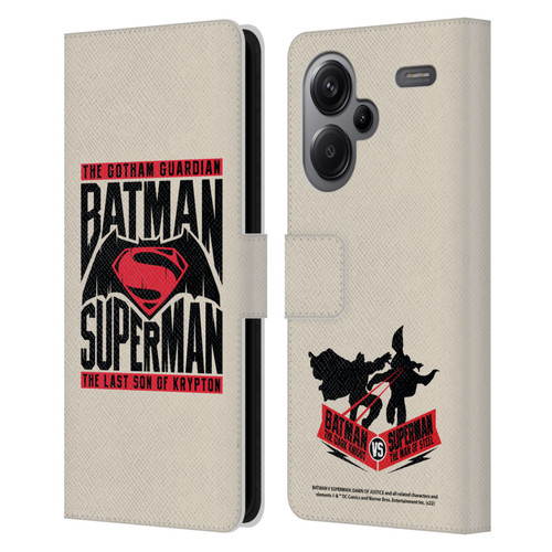Batman V Superman: Dawn of Justice Graphics Typography Leather Book Wallet Case Cover For Xiaomi Redmi Note 13 Pro Plus 5G