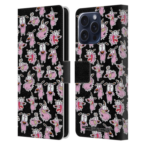 Courage The Cowardly Dog Graphics Pattern Leather Book Wallet Case Cover For Apple iPhone 16 Pro Max