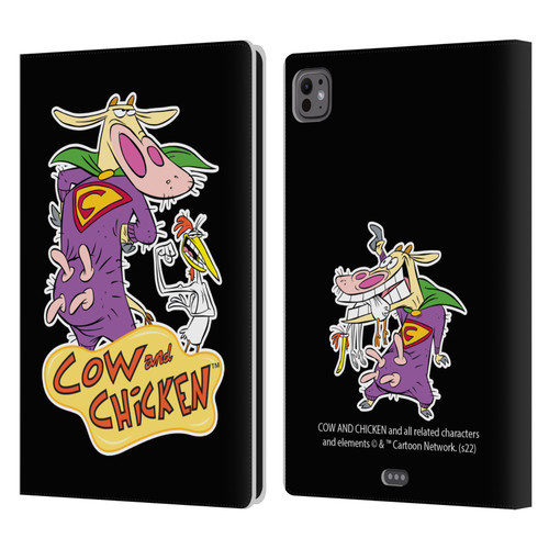 Cow and Chicken Graphics Super Cow Leather Book Wallet Case Cover For Apple iPad Pro 11 M4 2024