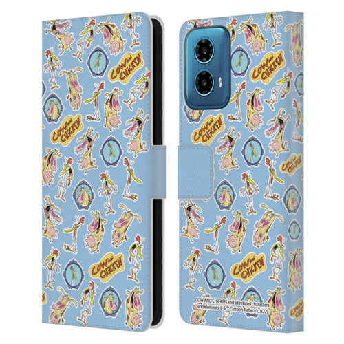 Cow and Chicken Graphics Pattern Leather Book Wallet Case Cover For Motorola Moto G34 5G