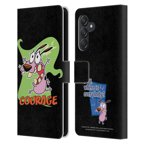 Courage The Cowardly Dog Graphics Character Art Leather Book Wallet Case Cover For Samsung Galaxy M55 5G