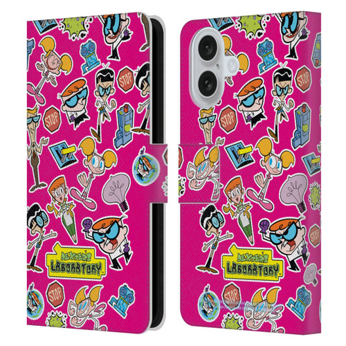 Dexter's Laboratory Graphics Icons Leather Book Wallet Case Cover For Apple iPhone 16